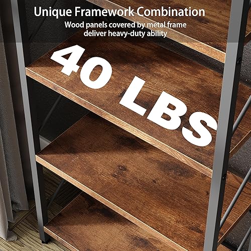 Miniatura 4 de Estantería de 5 niveles, estantería clásicamente alta, estante industrial para libros, moderno soporte para libros en dormitorio, sala de estar,