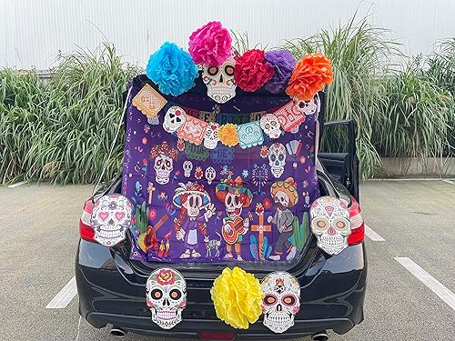 Miniatura 6 de Kit de decoración de Halloween para tronco o golosina para auto, decoración de fiesta de Halloween al aire libre, Día de los Muertos, decoración de
