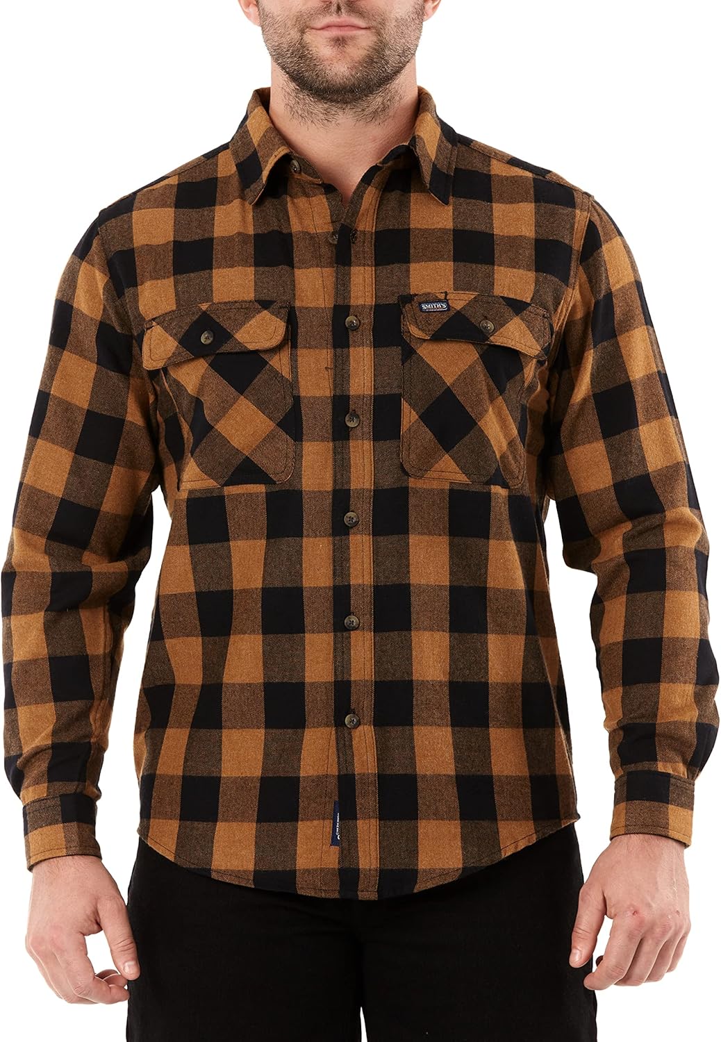 Smith's Workwear Mens Buffalo Two-Pocket Flannel ShirtButton Down Shirt