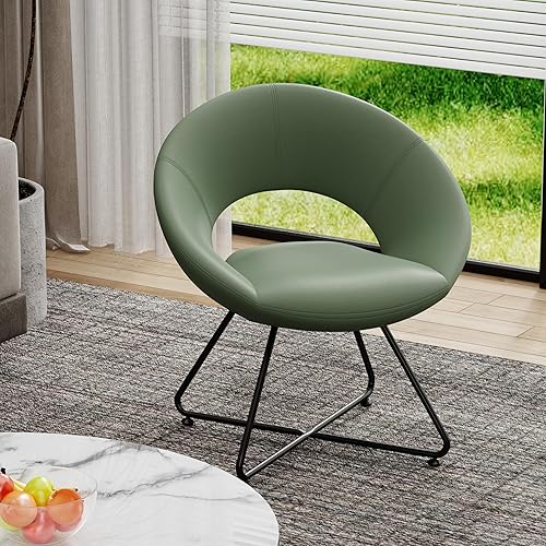 Miniatura 4 de Alunaune Juego de 2 sillas giratorias tapizadas para sala de estar, silla de tocador moderna de gamuza sintética, sofá individual con patas de metal