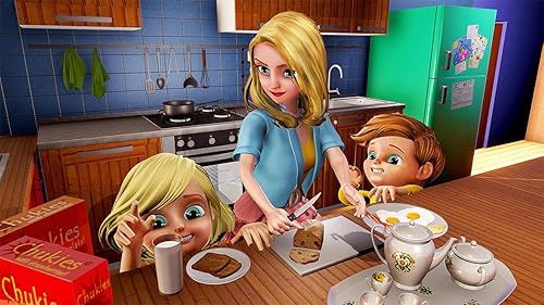 Simulador de diversão de família virtual mãe 3D: feliz família mãe crianças bebê cuidados aventura j