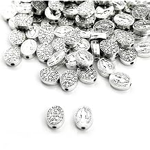 100pcs 8mm St. Benedict Cross Beads Oval Double-Sided Zinc Catholic Rosary Beads for Jewelry Making, Bracelet & Necklace DIY Accessories Religious Catholic Craft Supplies