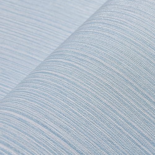 Miniatura 6 de Haimin Papel tapiz texturizado de tela de 24 x 393 pulgadas, papel de contacto de tela, papel de pared azul claro, papel de pared texturizado de