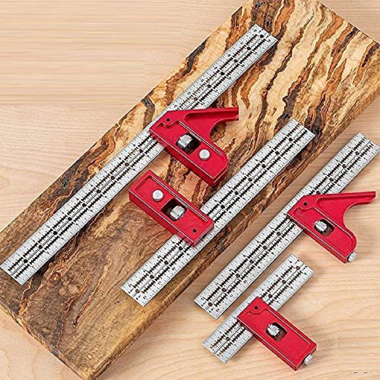 Combinazione E Doppia Squadra, Regola del Bordo del Falegname, Calibri in Plastica per La Lavorazione del Legno-Set di Strumenti Quadrati Combinati per Travetti,12 Pollici + 12 Pollici,GQYYS