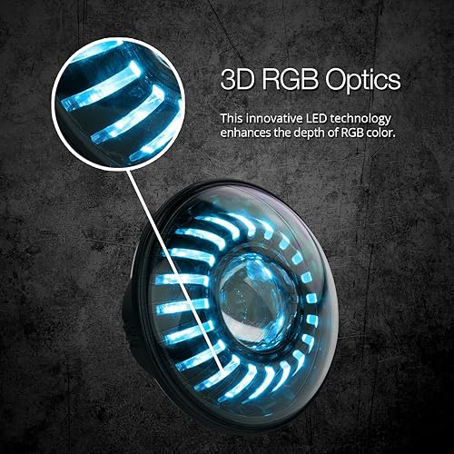 Miniatura 3 de XKGLOW Kit de 2 faros delanteros LED RGB de 7 pulgadas con XKchrome Smartphone habilitado por aplicación Bluetooth y Switchback habilitado con señal