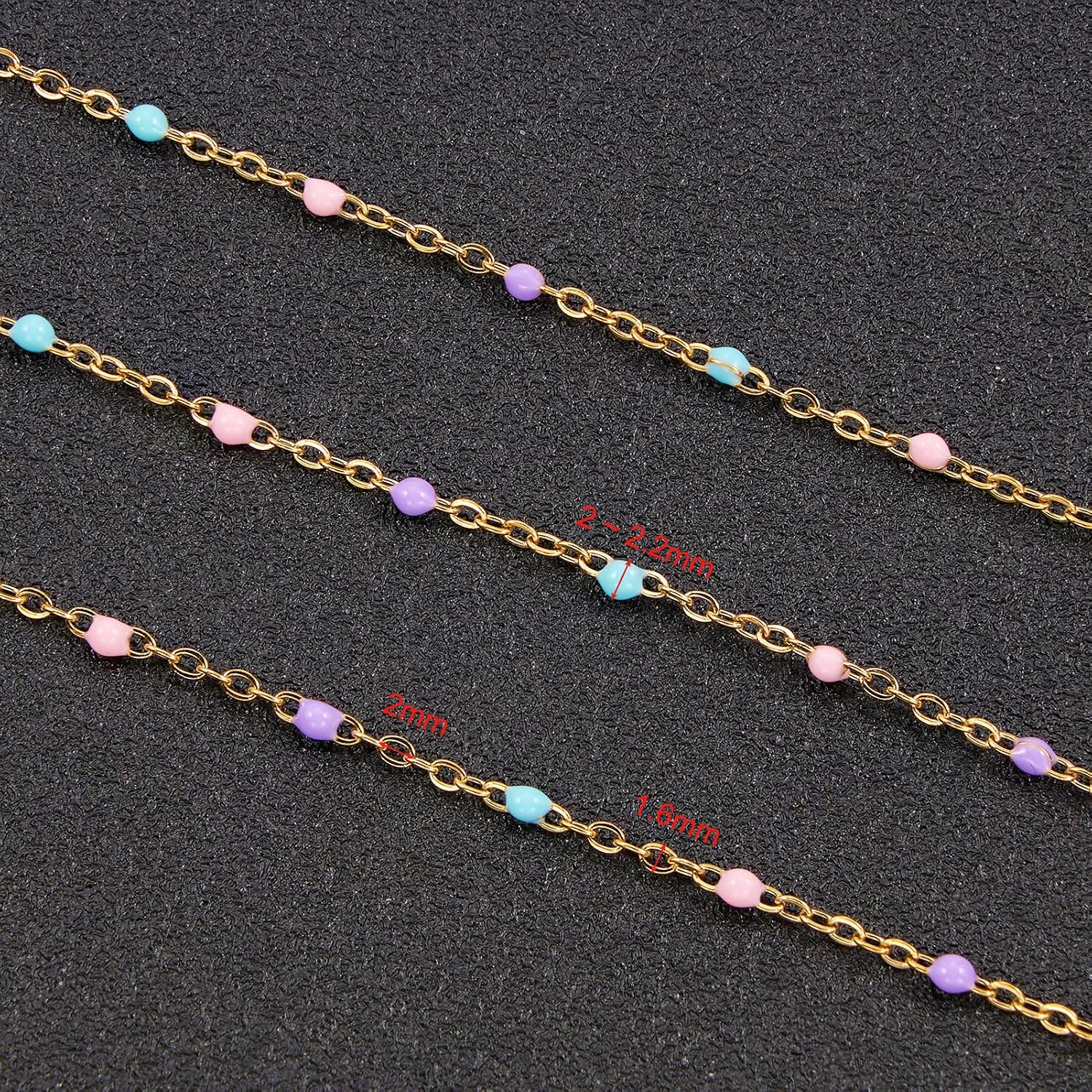 UMAOKANG 33 Feet Colorful Enamel Bead Chains for Jewelry Making
