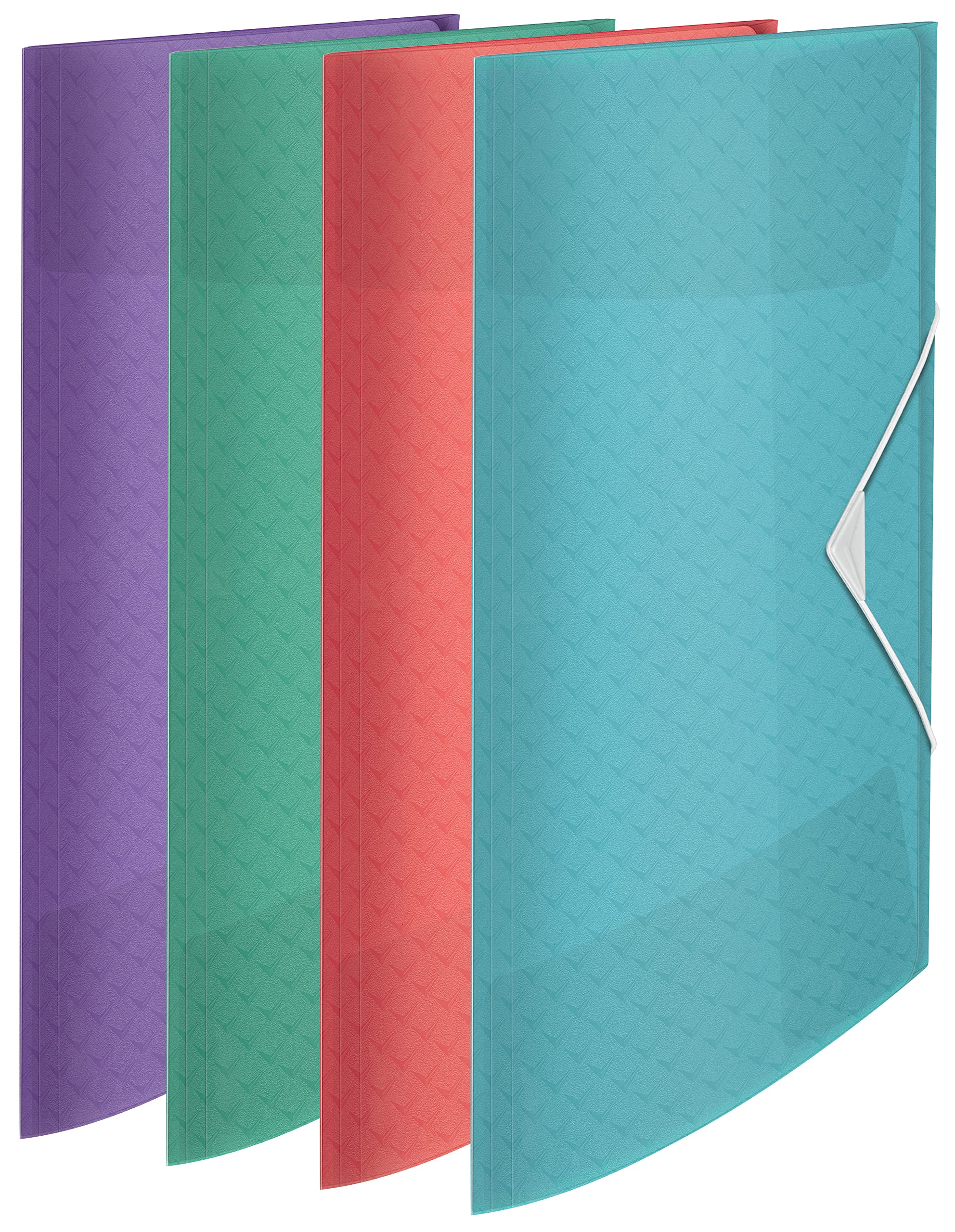 Esselte Colour'Ice 626224 Chemise 3 Rabats - Contient jusqu'à 150 feuilles A4 - Fermeture Élastique - Couleurs Assorties - Lot de 20