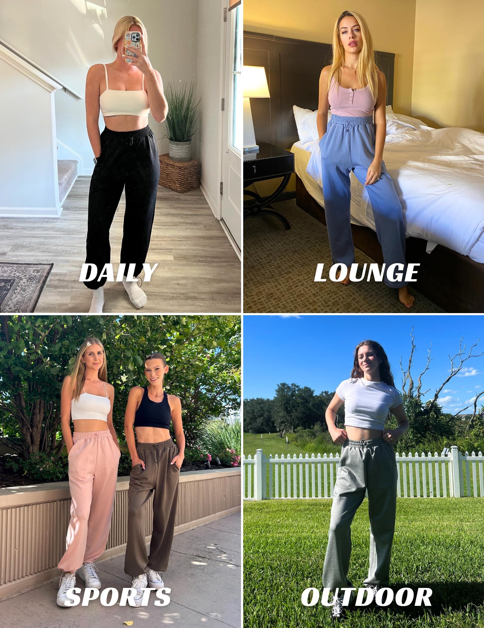 PINSPARK Pantaloni da Jogging da Donna Pantaloni Larghi Morbidi con Gamba Dritta Pantaloni da Jogger Lounge Sportivi Casual con Tasche