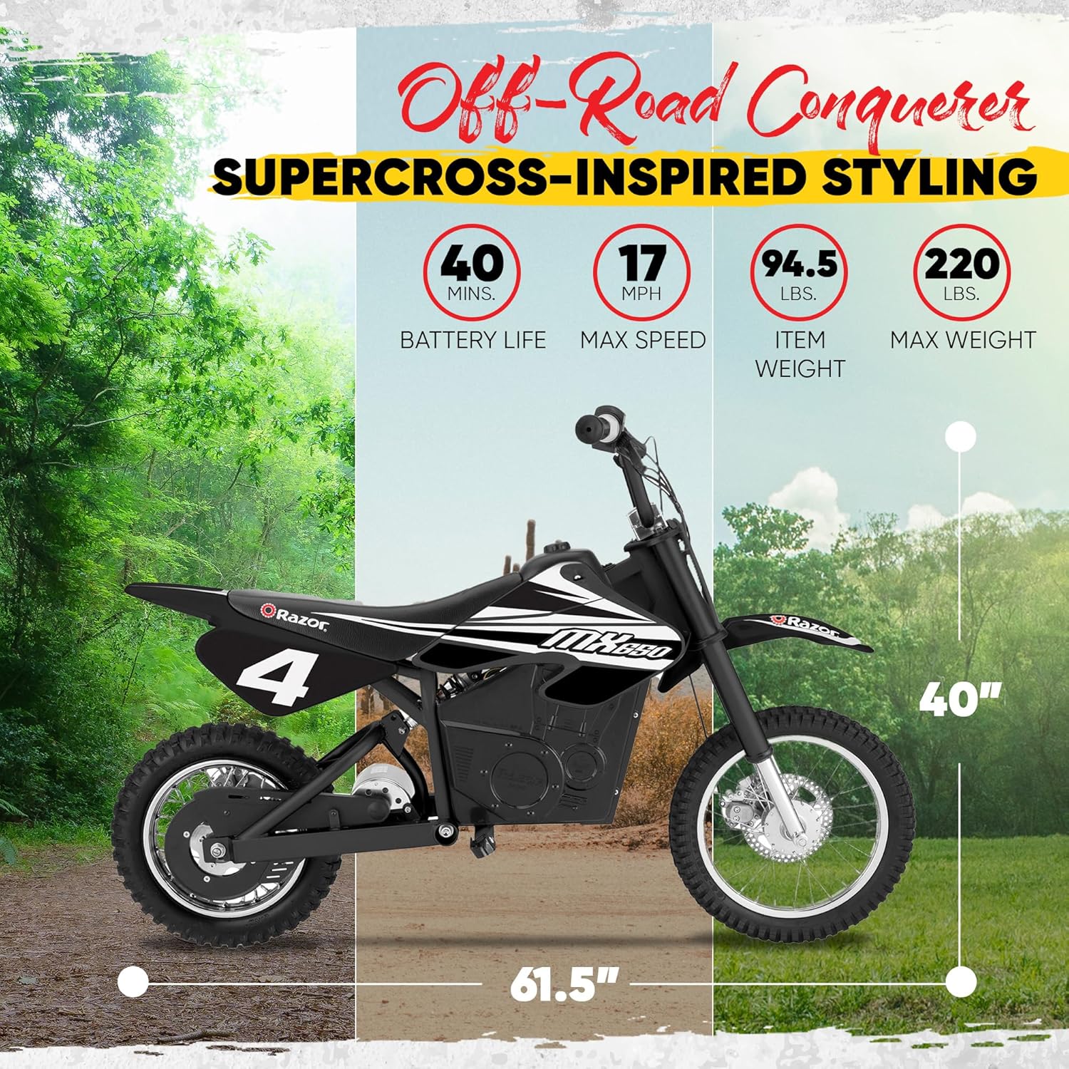 Mx650 Small Razor Dirt Bike Razor Dirt Rocket Electric Motocross