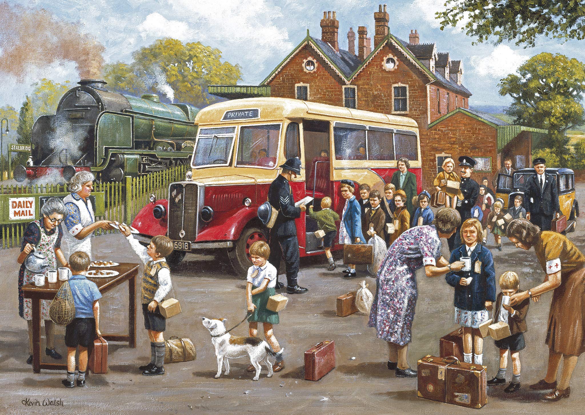 Gibsons The Evacuees - Rompecabezas de 4 x 500 Piezas | Juego de Cajas múltiples | Rompecabezas Tradicional sostenible nostálgico británico para Adultos y Adolescentes | Tablero 100% Reciclado de