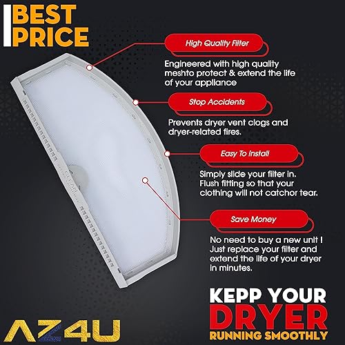 Miniatura 4 de AZ4U Reemplazo de pantalla de pelusa para secador de gas GE GTD65EBSJ3WS GTX22EASK0WW GTD45EASJ2WS GTD42GASJ2WW GTD42GASJ0WW GTD72EBSN0WS