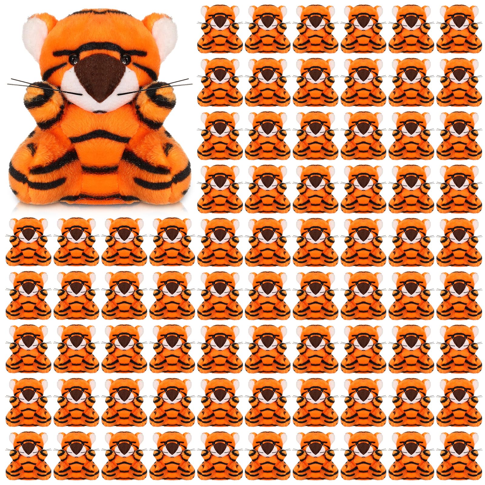 100 Pcs Mini Tiger Animal Plush Toys Small Stuffed Animals Bulk Mini Keychains Soft Cute Tiny Plushies Gifts