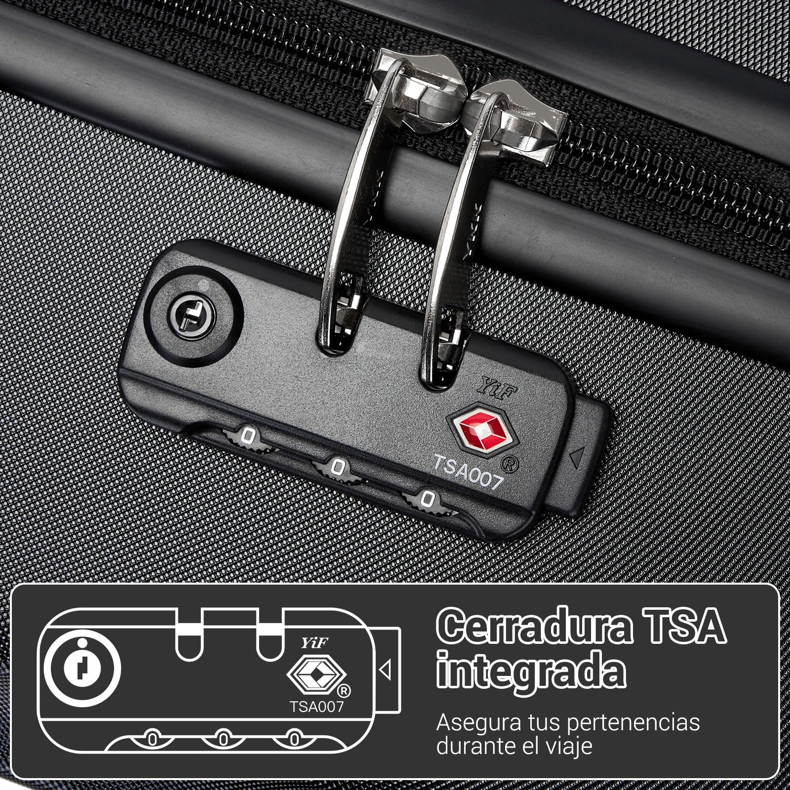 Kono Maletas de Viaje Cabina de 55 cm, Material PC + ABS Ligero - Maleta con 4 Ruedas Silenciosas de TPE, Cerradura TSA y Compartimento Empresarial (Negro)