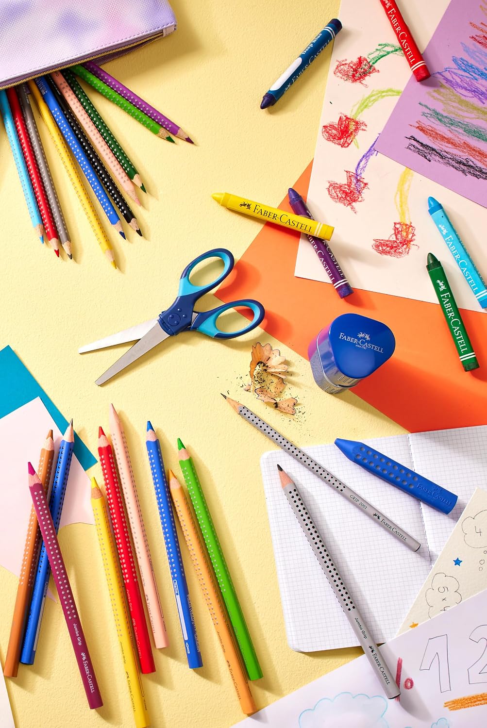 FABER-CASTELL набор мелков Jumbo 10 шт. Устойчивые к поломке смываемые мелки для детей для школы и творческих художественных проектов