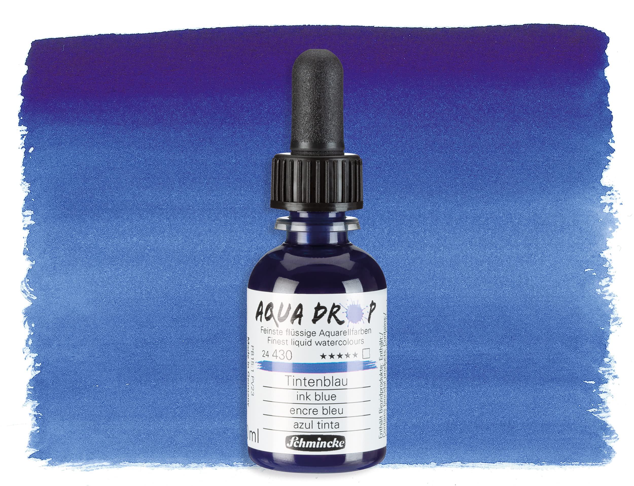 Schmincke, AQUA DROP, liquid, pigment-based watercolour, ink blue in 30 ml pipette bottle, 24430034 - Image 2