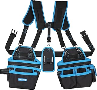 Högert Technik - Cinto de trabalho com correias para o ombro | Cinto de ferramentas para homem, cinto de trabalho com correia de tirantes, bolsa de ferramentas com cinto ajustável,