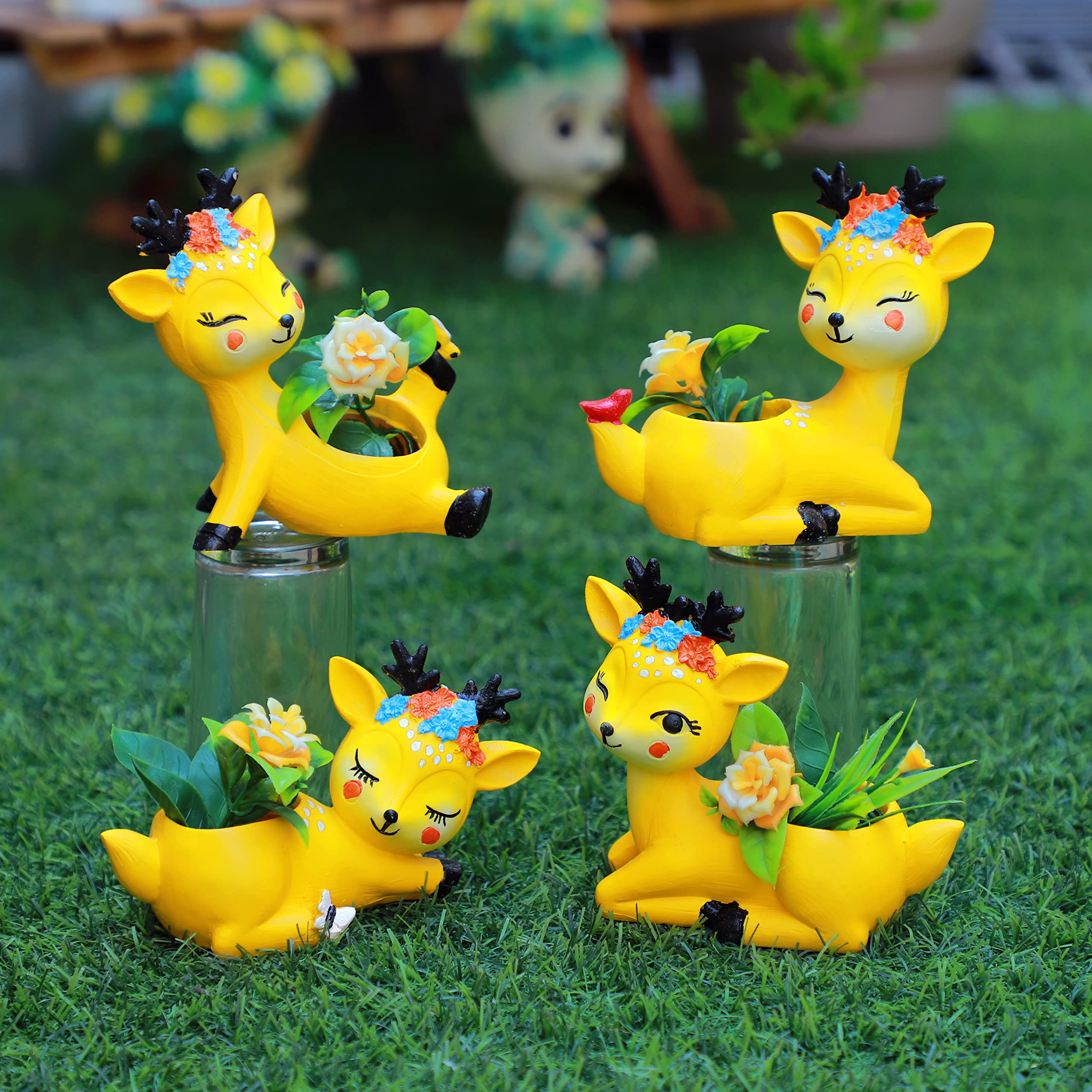 The Mls Resin Pot Combo Set Of 4 Handmade Beauty Deer Planter Unique Design Succulent Pots Indoor&Outdoor,Multi (B09MJ1BC73) Amazon Price History, Amazon Price Tracker