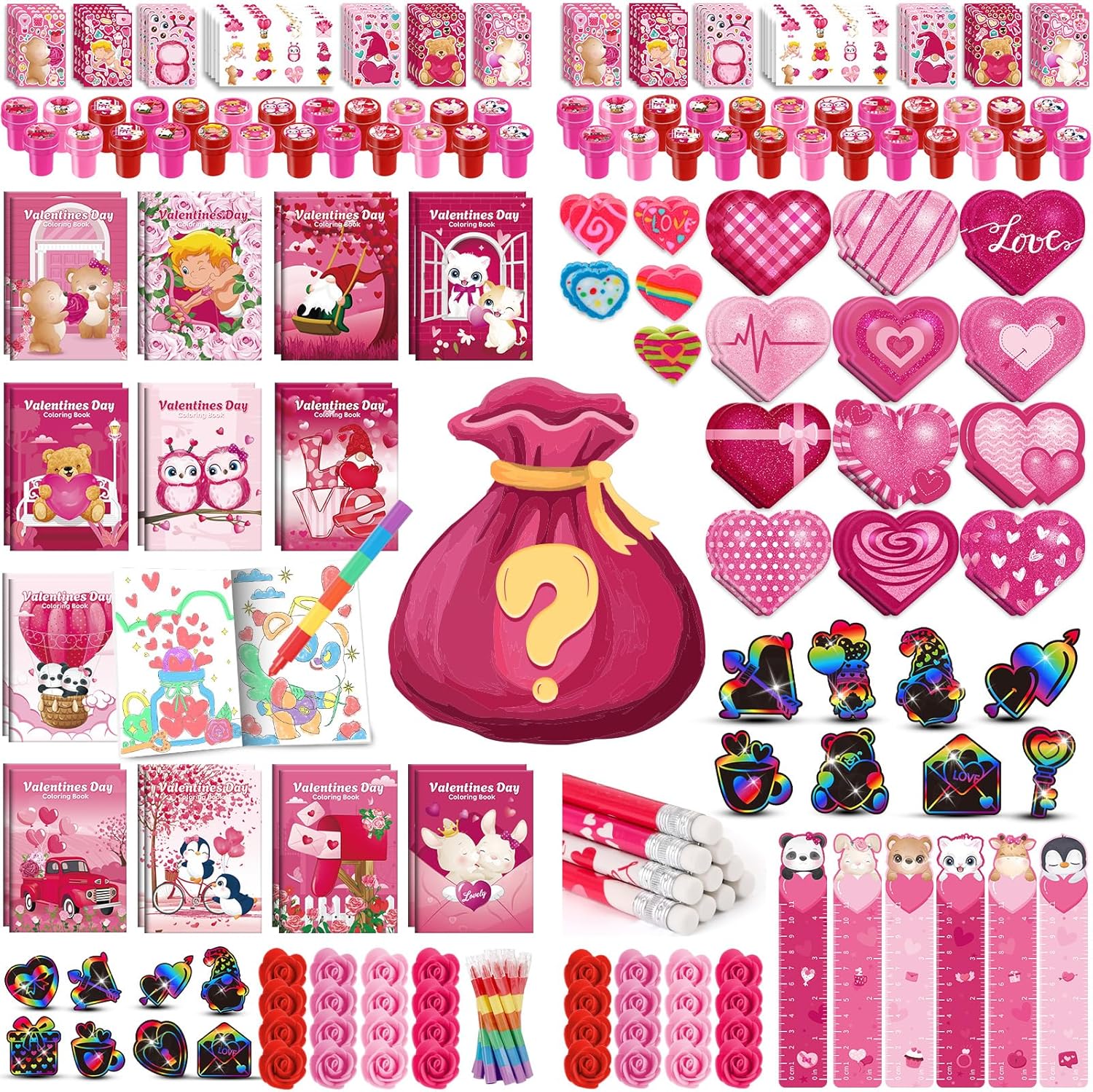 BenLouis Valentine's Day Gifts Set Blind Box for Kids School Classroom Exchange Reward Prize Crafts Bulk for Students Valentine's Day Party Favors Goodie Bag Stuffers