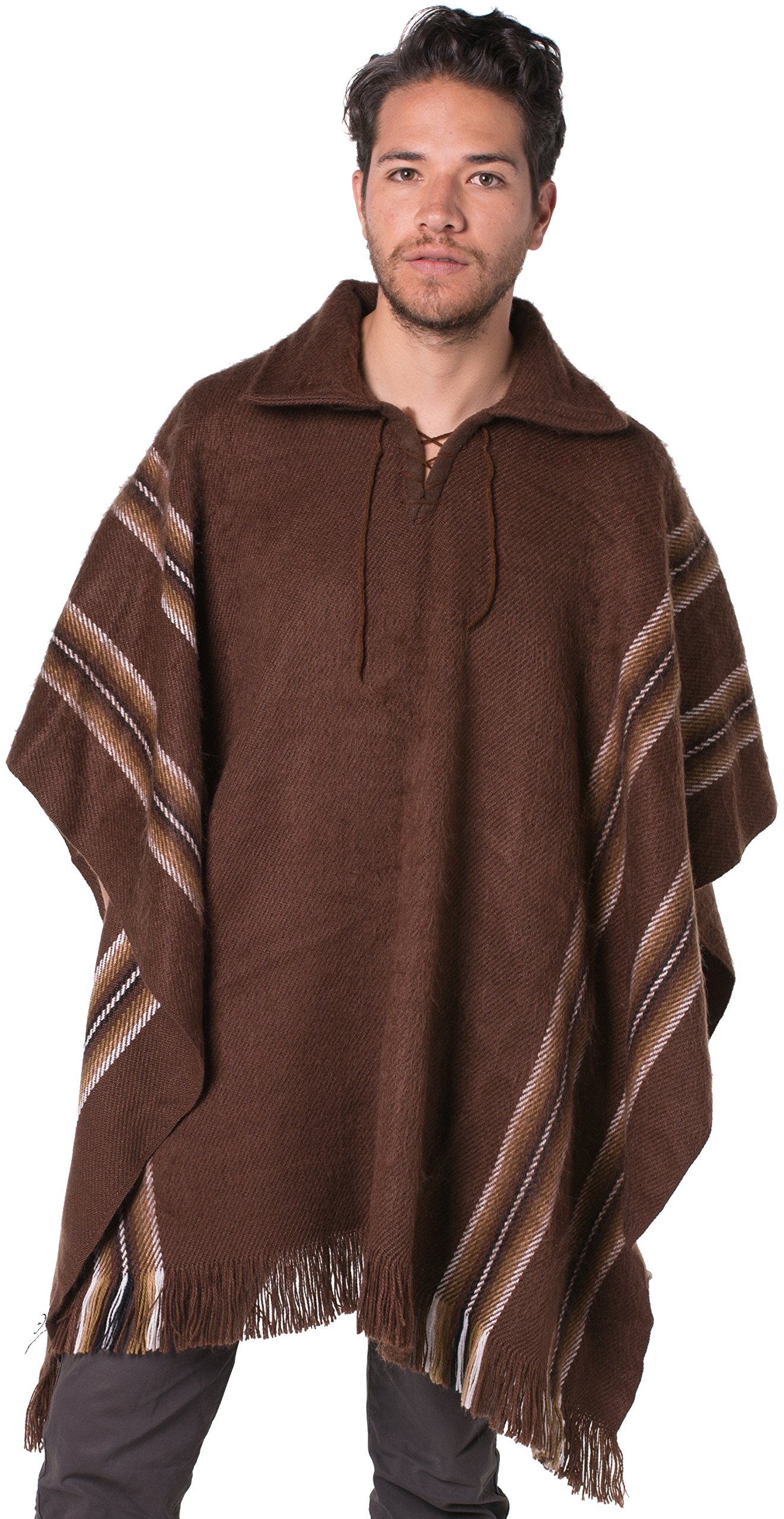 Gamboa Alpaga Poncho Homme Mexicain Cape Capuche Manteau Lain Automne Hiver