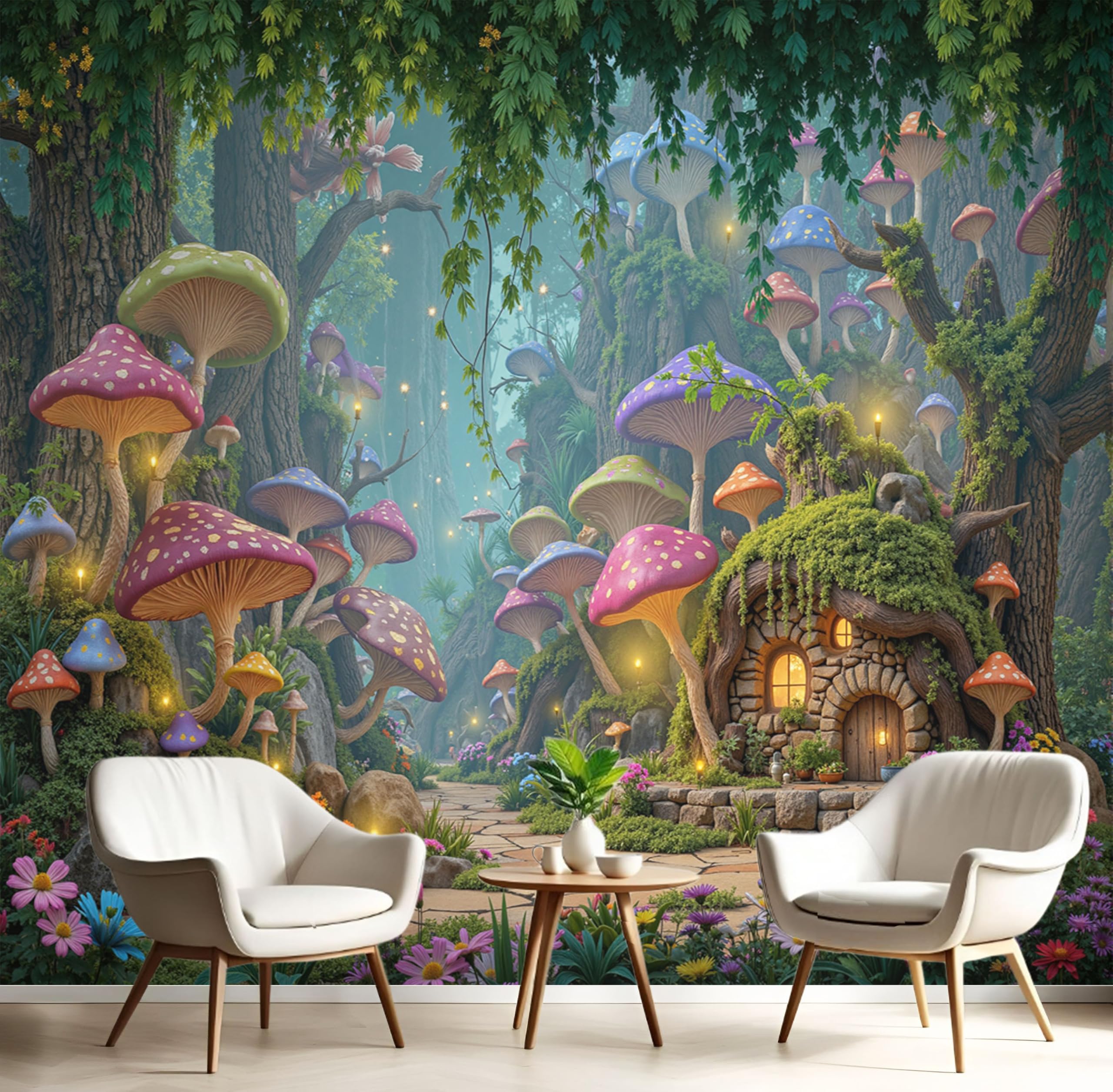 Papier peint forêt fantastique vert émeraude pour sublimer votre salon