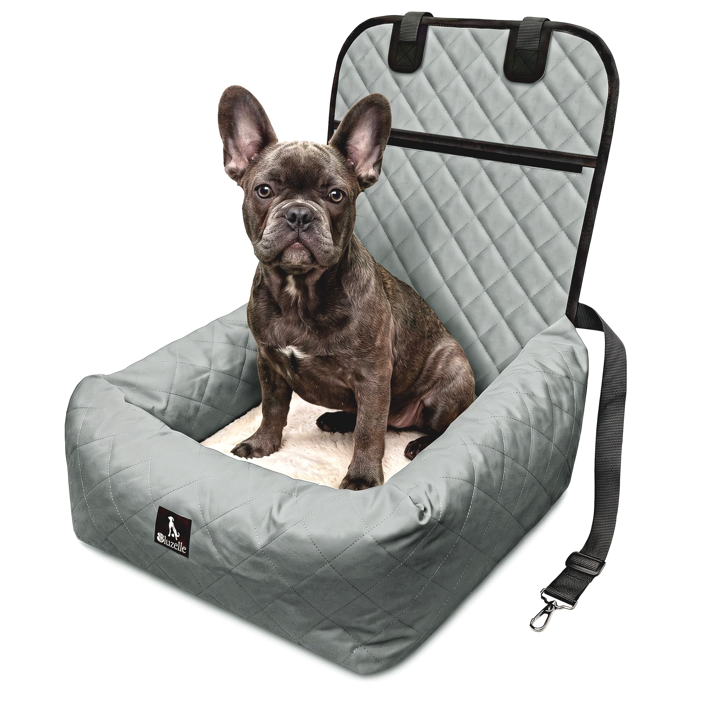 Asiento Coche para Perros, 2-in-1 Cama Perro para Perros Pequeños & Medianos, Funda Lavable e Cojín Extraíble, Tejido Oxford Impermeable Suelo Antideslizante, Silla Mascotas, Color:Gris