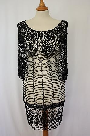 black beaded crochet dress