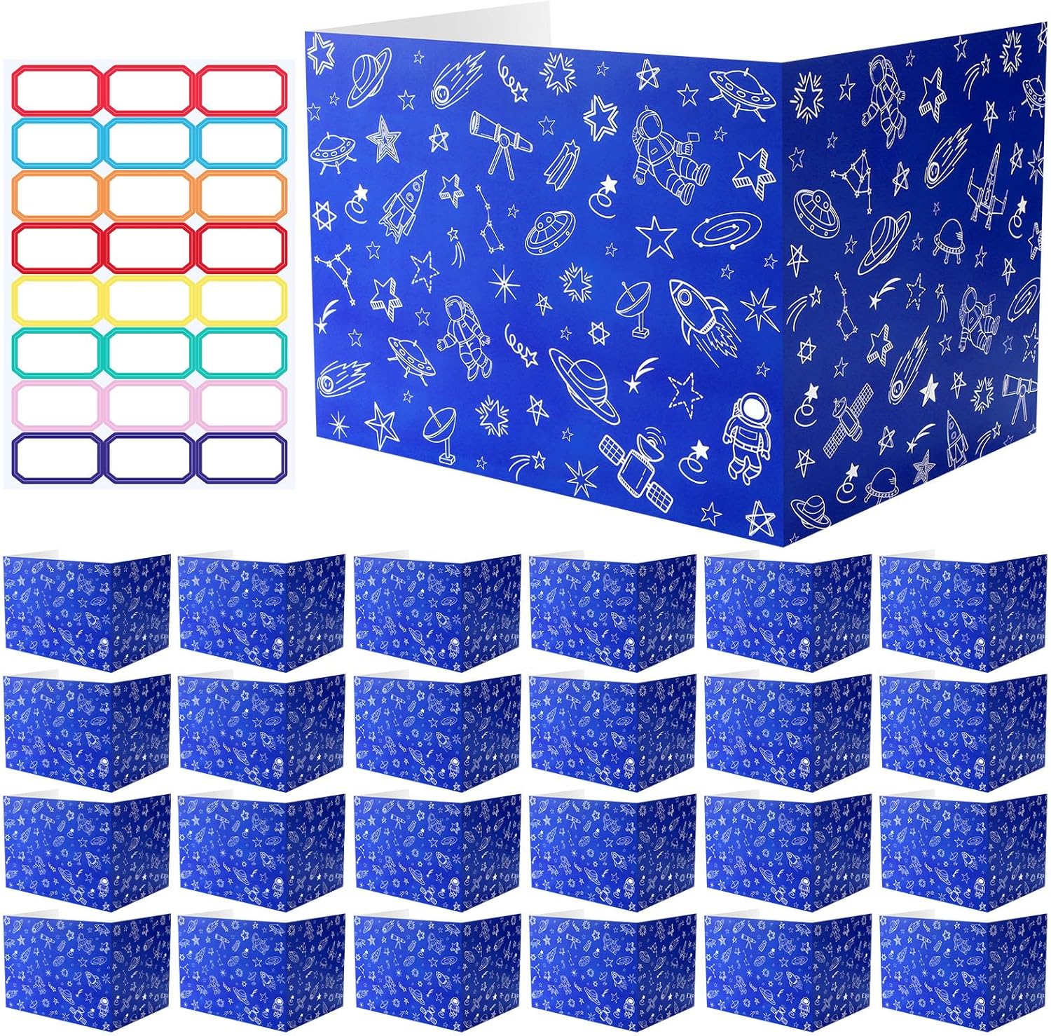 Harloon 24 Pcs Privacy Boards for Student Desk Dividers for Students Cardboard Privacy Folders Classroom Study Carrel Dividers Bulk Folder for Test Reduces Distraction (Blue Space)