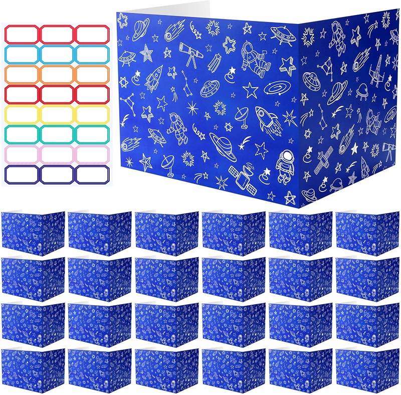 24 Pcs Privacy Boards for Student Desk Dividers for Students Cardboard Privacy Folders Classroom Study Carrel Dividers Bulk Folder for Test Reduces Distraction (Blue Space)