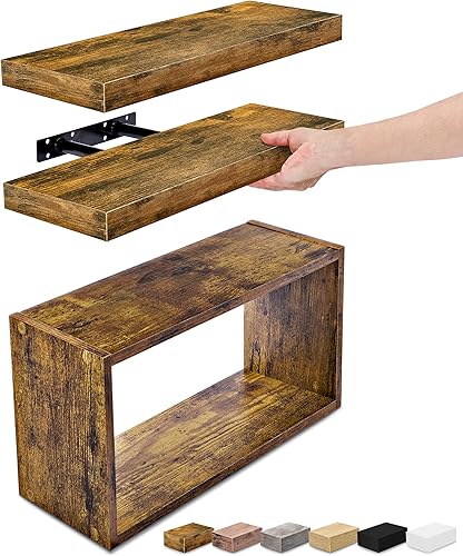 Miniatura 8 de Sorbus Juego de 3 estantes flotantes para pared, estantes de baño para almacenamiento de pared, sobre el inodoro, dormitorio, casa de campo,