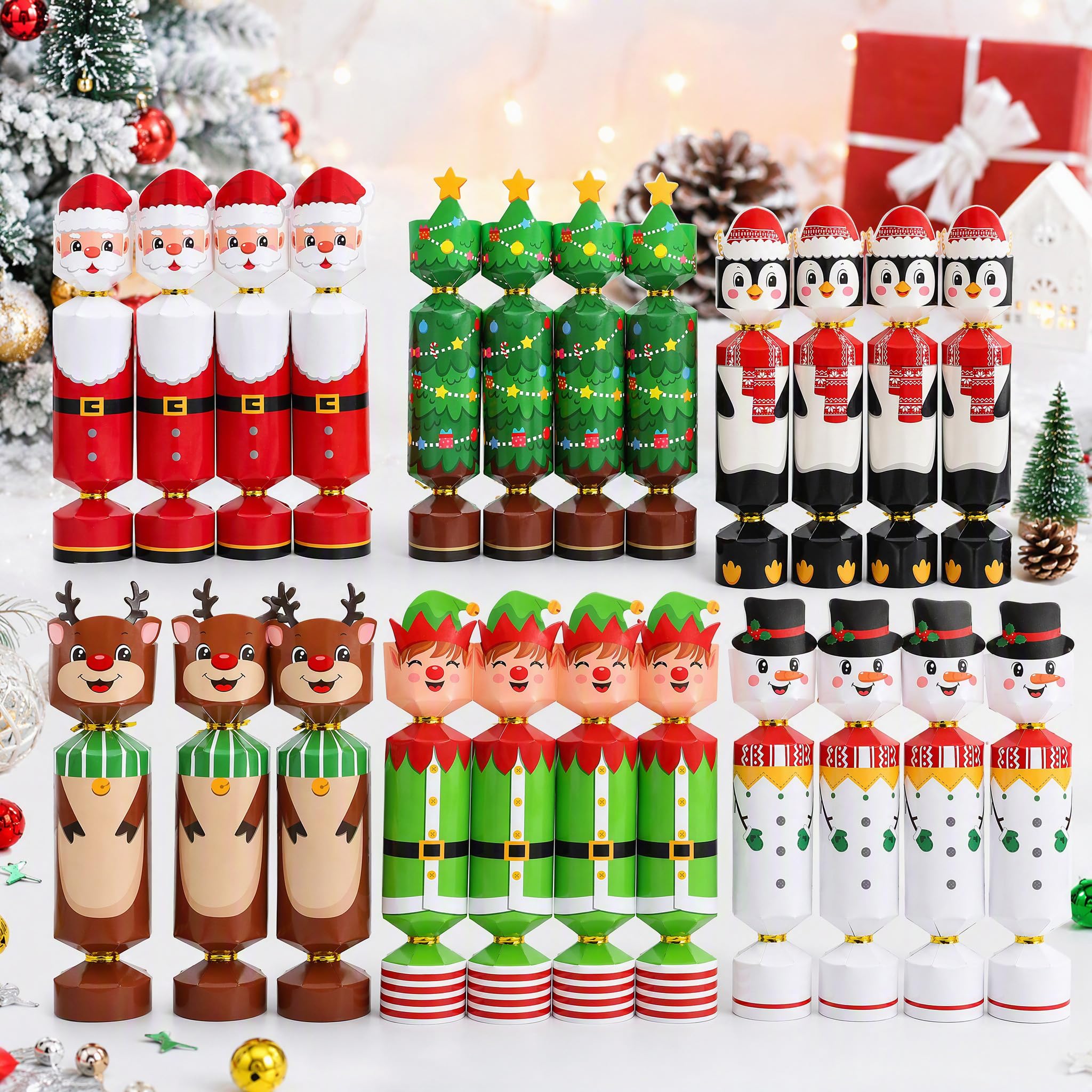 Epunk 24 Pack Kids Christmas Crackers Christmas Party Favours Boxes