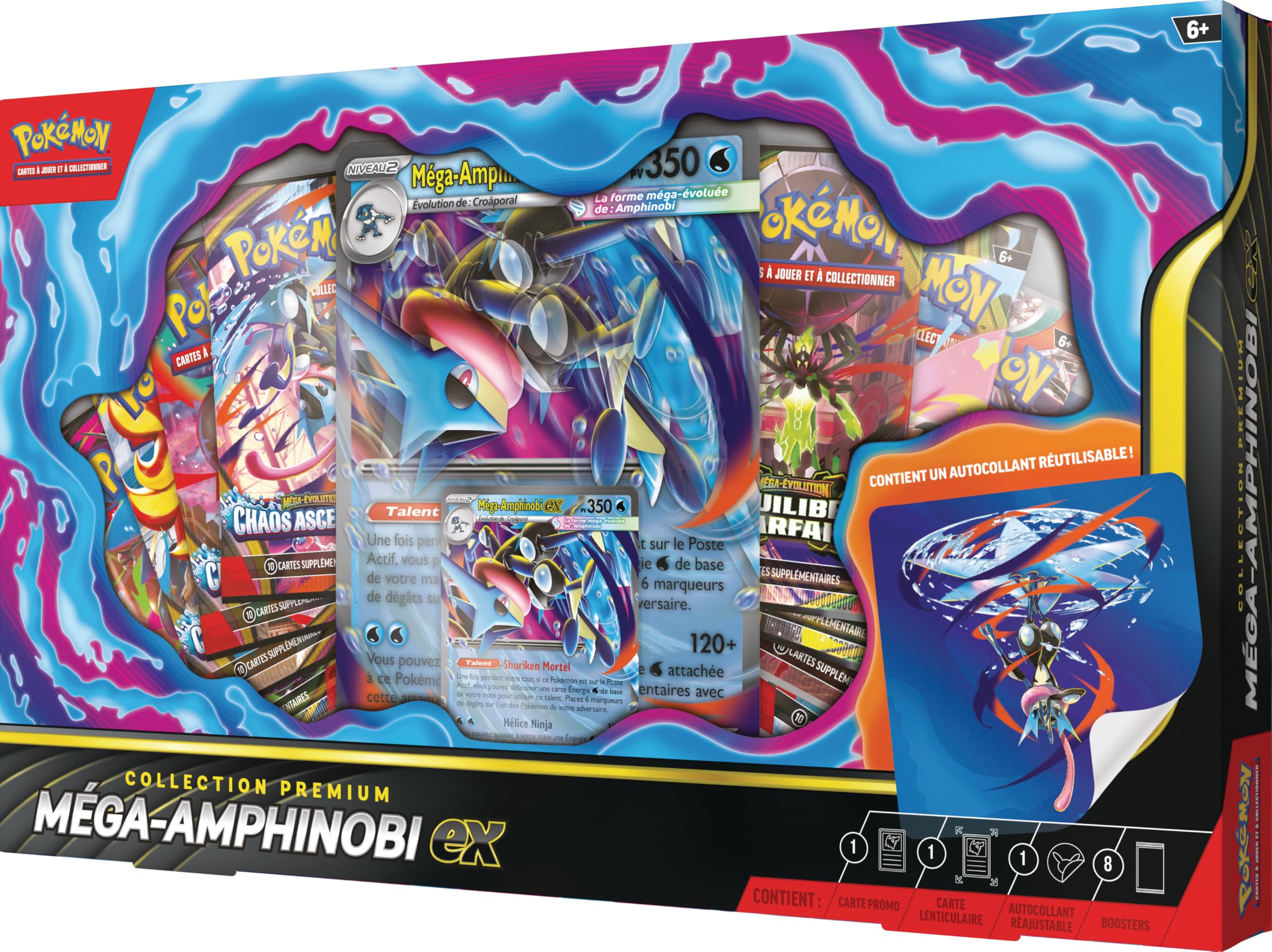 Pokémon: Colección Premium Mega Amphinobi-ex (1 Tarjeta Promocional Brillante, 1 Tarjeta Promocional Grande lenticular y 8 Refuerzos) del JCC Pokémon