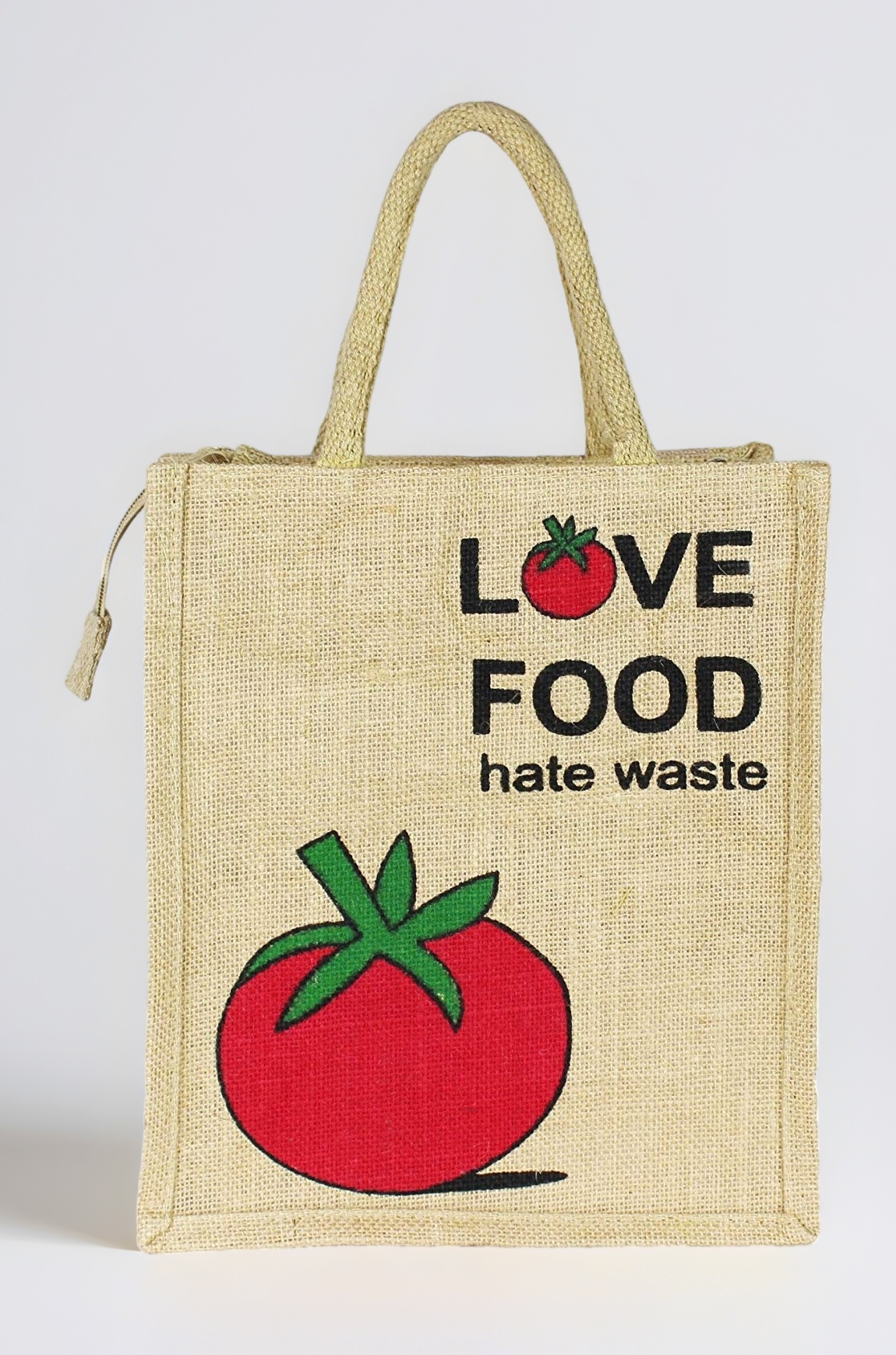 Jute Lunch Bag | Tiffin Bag | Multi Purpose Tote Bag | Hand Bag - Eco-Friendly, Reusable, | Gift | Return Gift | Large Size (L-12 X H-14 X W-6") - Love Food Hate Waste, 16 liter