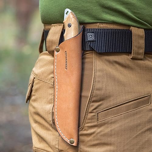 Miniatura 5 de BPS Knives HK4 - Cuchillo de acero al carbono de hoja fija - Cuchillo de espiga completa con funda de cuero - Cuchillo táctico de supervivencia -