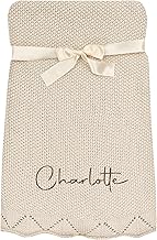 Personalised Baby Cotton Knitted Blanket Soft Natural Breathable Wrap (Cotton Beige)
