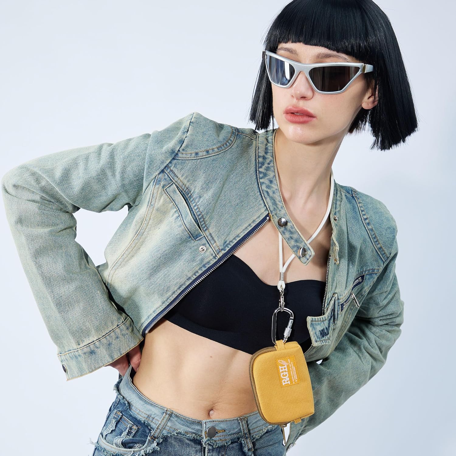 Rough Enough Coin Purse Small Wallet Credit Card Holder for Women with Zipper Keychain Lanyard Yellow Canvas - Image 7