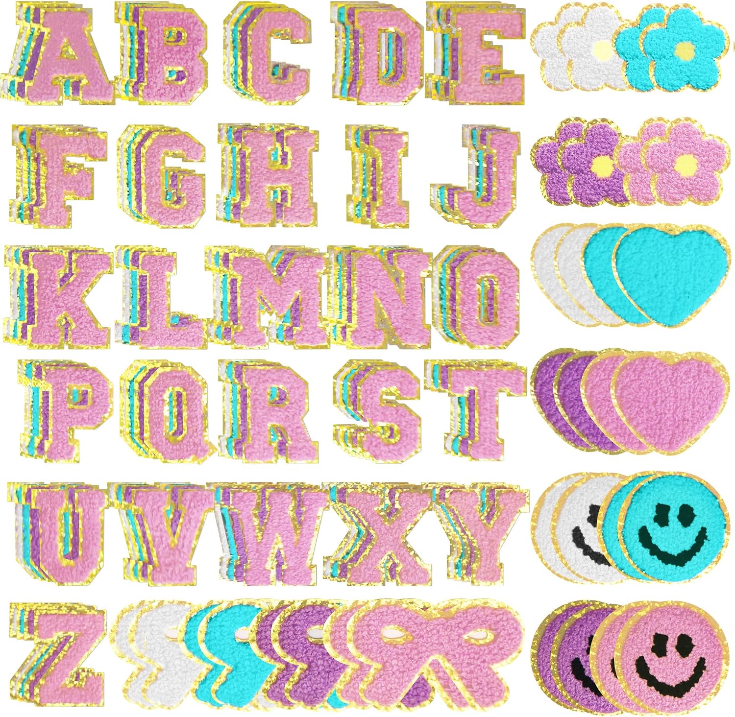 Iron on Letters Patches, 136 Pcs Chenille Alphabet Patches for Clothing DIY, Self Adhesive for Varsity Jackets, Jeans, Backpacks