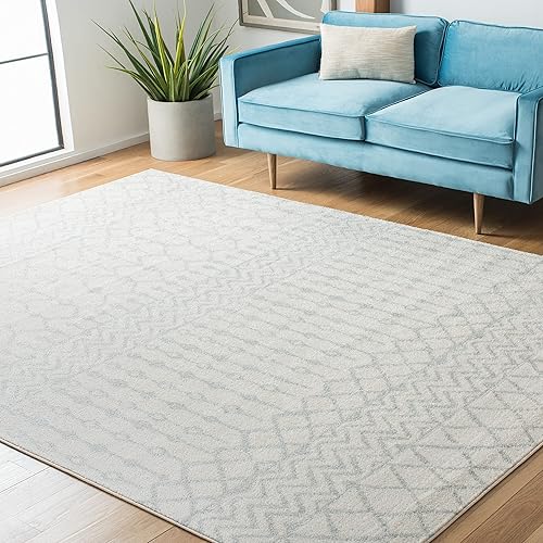 Safavieh Tulum Collection - Alfombra extragrande de 12 x 15 pies, color marfil y gris claro, diseño marroquí bohemio envejecido, no desprende pelusa