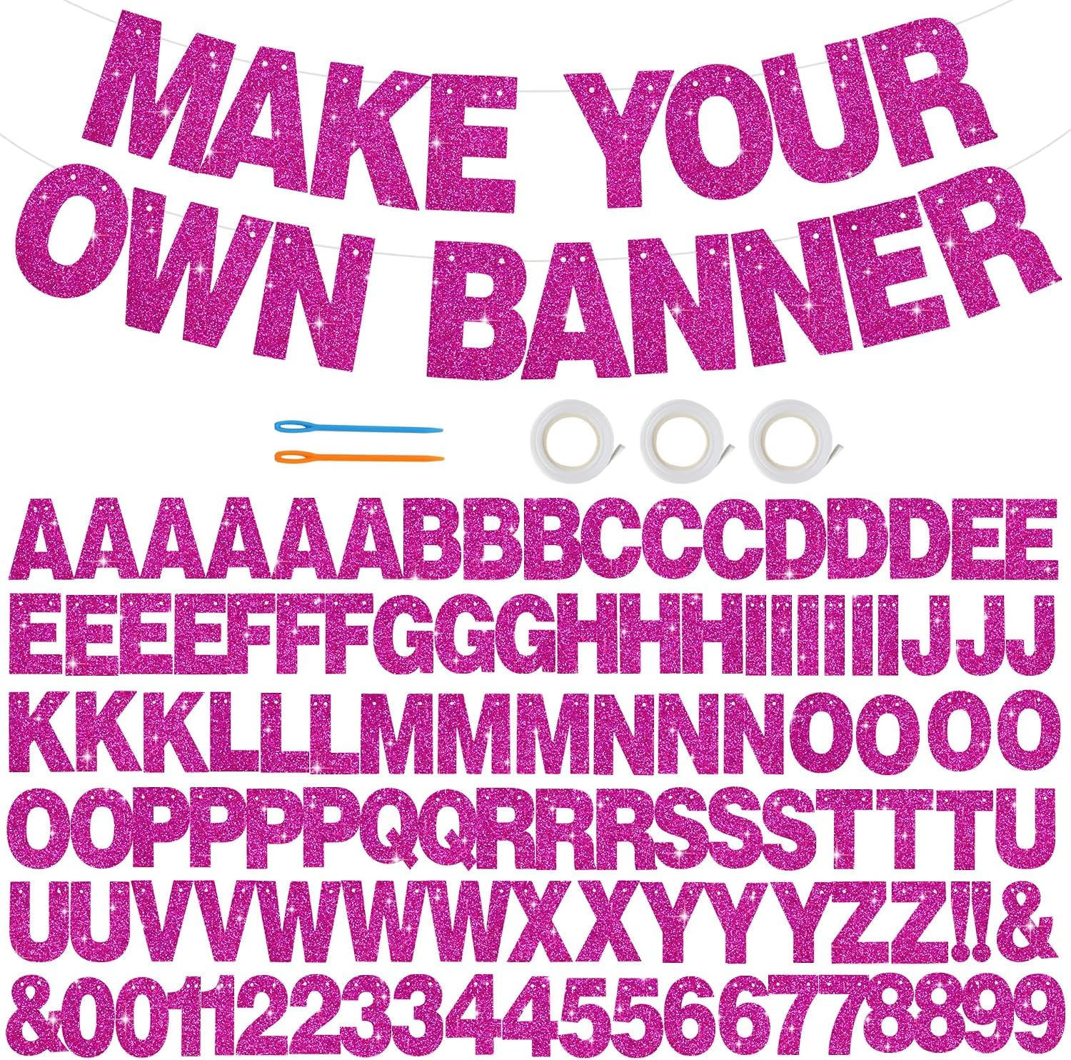 DecoGlee Glitter Rose Red 116 PCS A-Z DIY Letter Custom Banner Party Dec — image 1