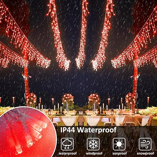 Miniatura 13 de Luces de Navidad de carámbano para exteriores, 66 pies, 640 luces LED de carámbano para exteriores con 8 modos de temporizador, impermeable, Blanco