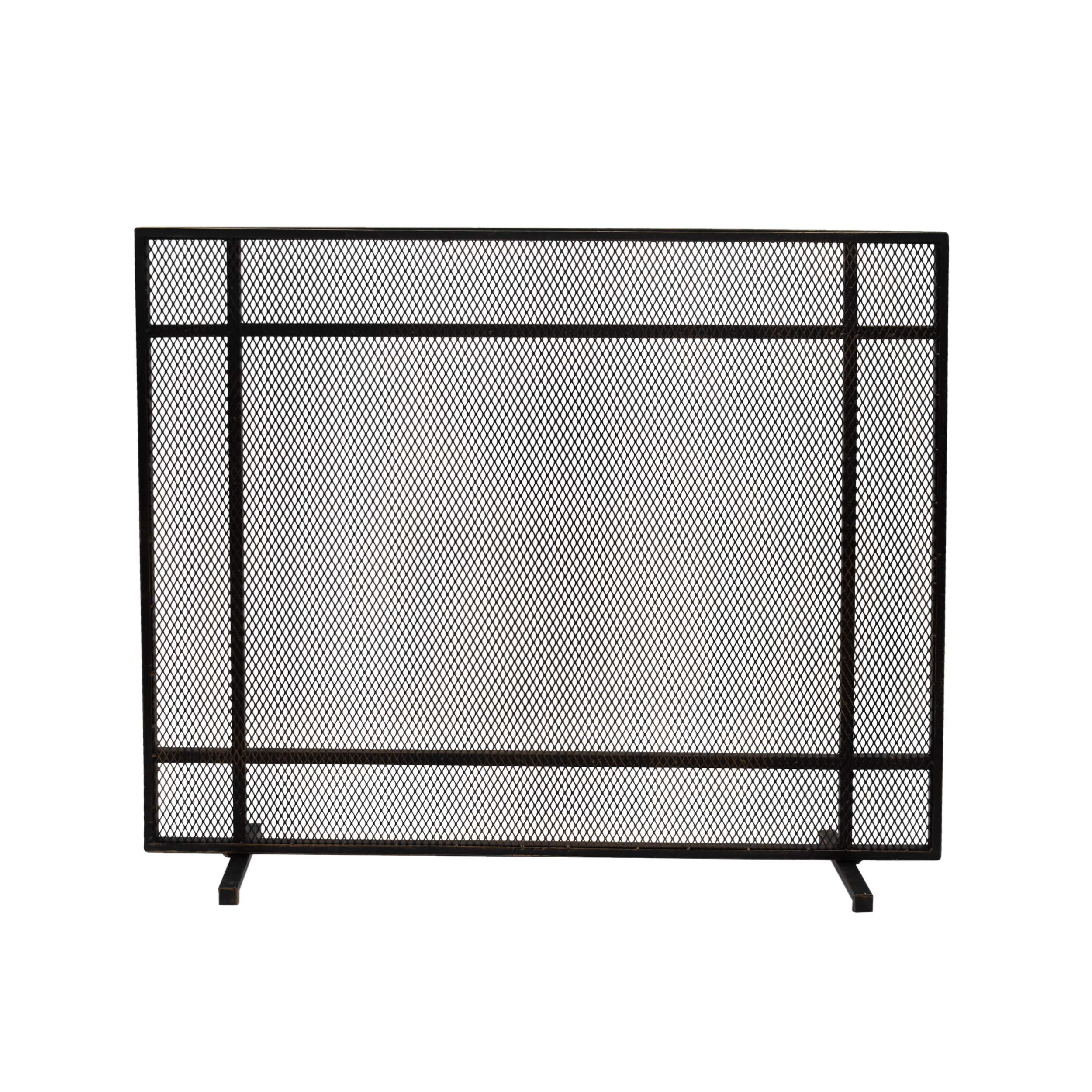Markus Modern Single Panel Iron Firescreen, Black Brushed Gold Finish