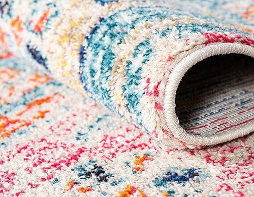 Miniatura 7 de Unique Loom Colección Monterey  Tapete bohemio tribal de época con colores brillantes, Polipropileno, MultiBeige