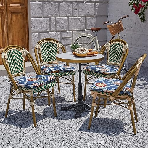 Miniatura 7 de JMGBird Juego de 2 cojines para sillas de exterior, cojines de patio de 16 x 17 pulgadas de ancho con lazos, almohadillas para sillas de exterior