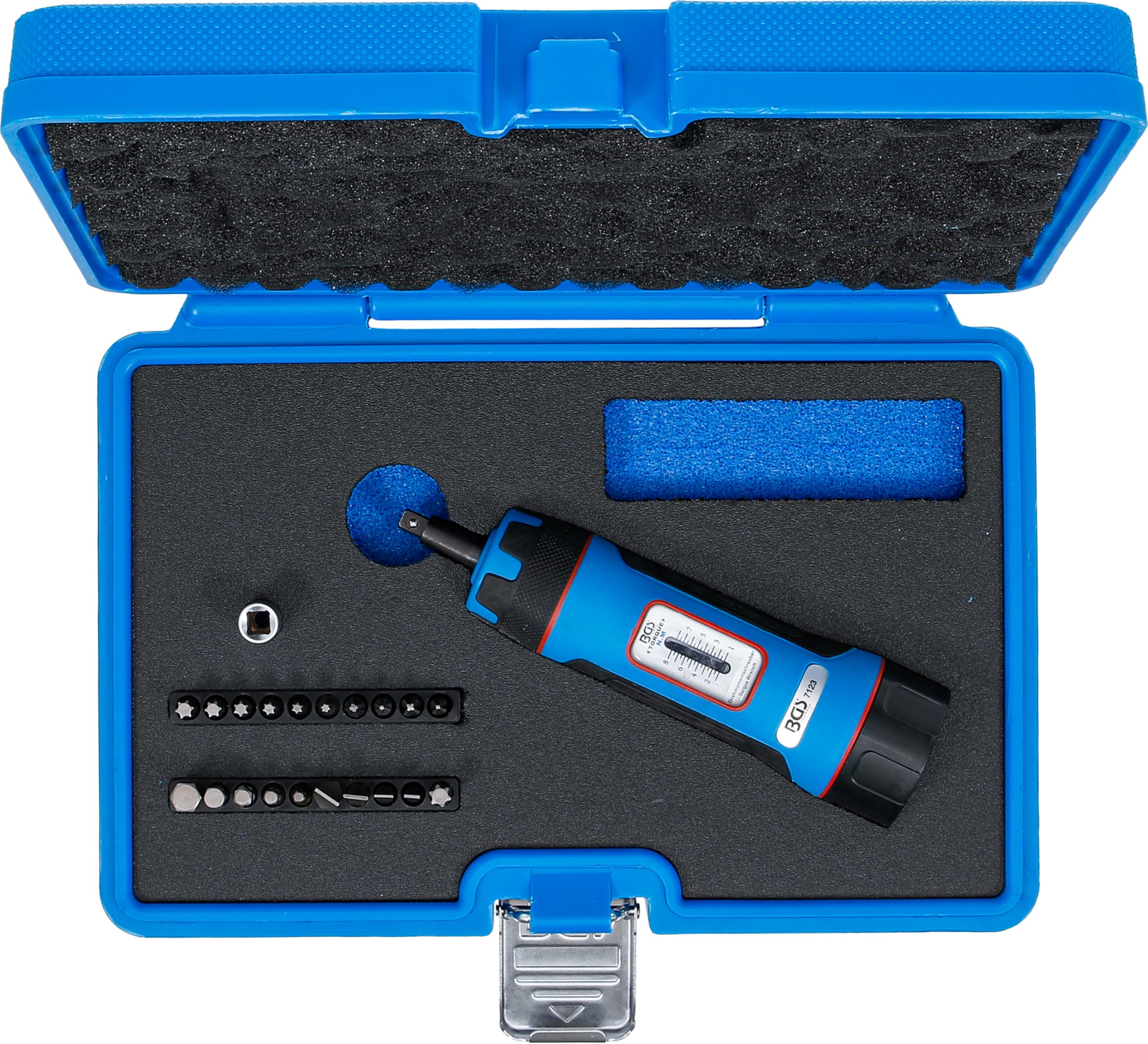 BGS 7123, set di cacciaviti dinamometrici, compatto, con set di punte, attacco quadrato esterno 6,3 mm (1/4"), 1-8 Nm, 22 pezzi