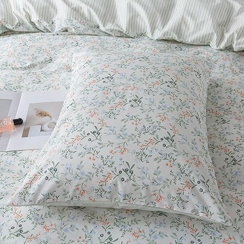 Miniatura 92 de HoneiLife - Juego de funda de edredón floral 100% algodón, 3 piezas, botánica, ropa de cama con cierre de cremallera y lazos en las esquinas