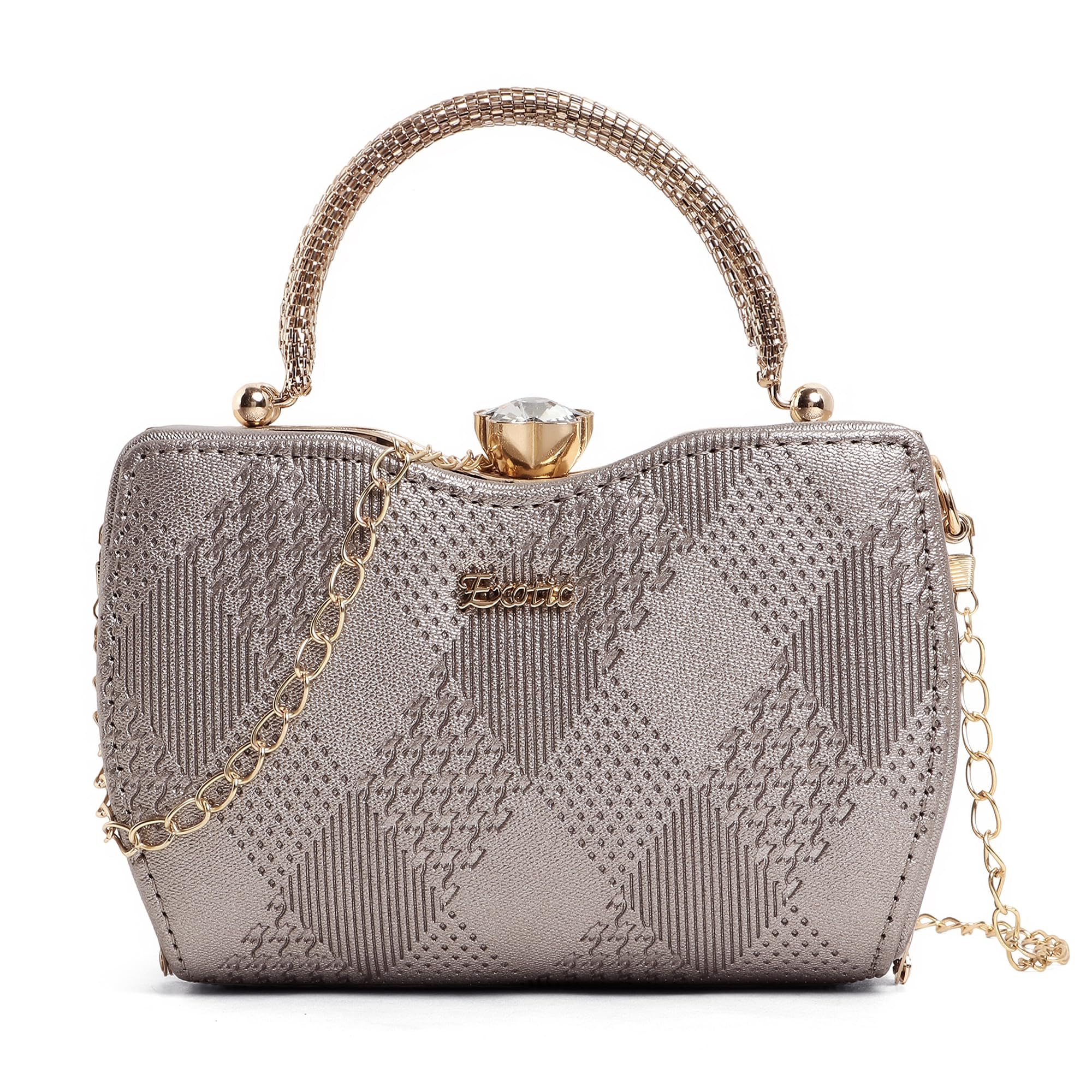 Premium Crystal Charm Bridal Clutch Sling with Detachable Chain Handal | Gift for Women | Clutch for Women | Wedding and Party Bridal-image-27