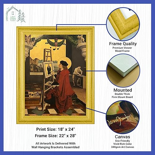 Miniatura 2 de Lost Cabin Altar of St Anna St Luke Paints the Madonna by Niklaus Manuel Deutsch  Canvas in Gold Beveled Frame  Fine Artwork Painting Reproduction