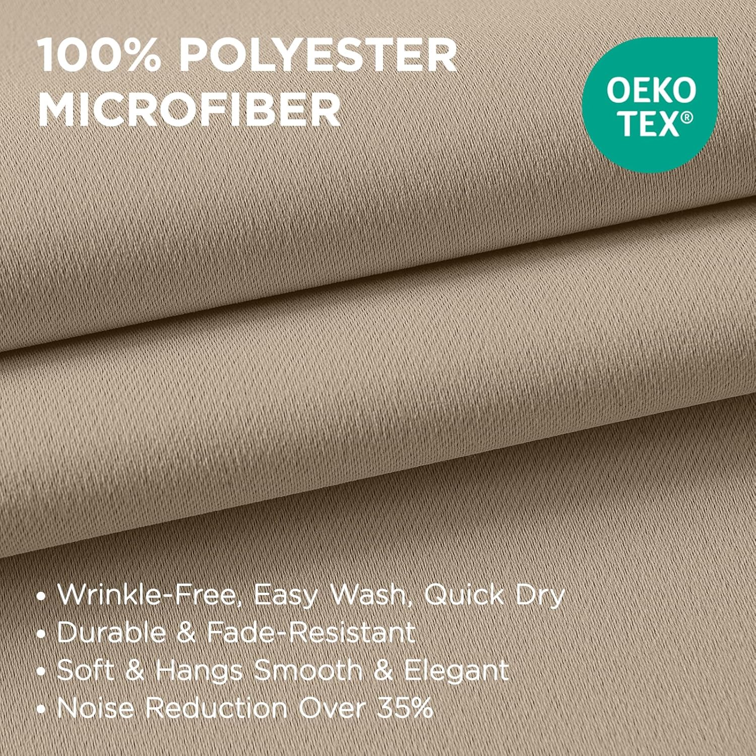 Joydeco Blackout Curtains 72 Inch Length 2 Panels Set, Thermal Insulated Long Drapes 2 Burg, Room Darkening Grommet Curtains for Living Room Bedroom Window Light Beige 42"W x 72"L (Pack of 2)