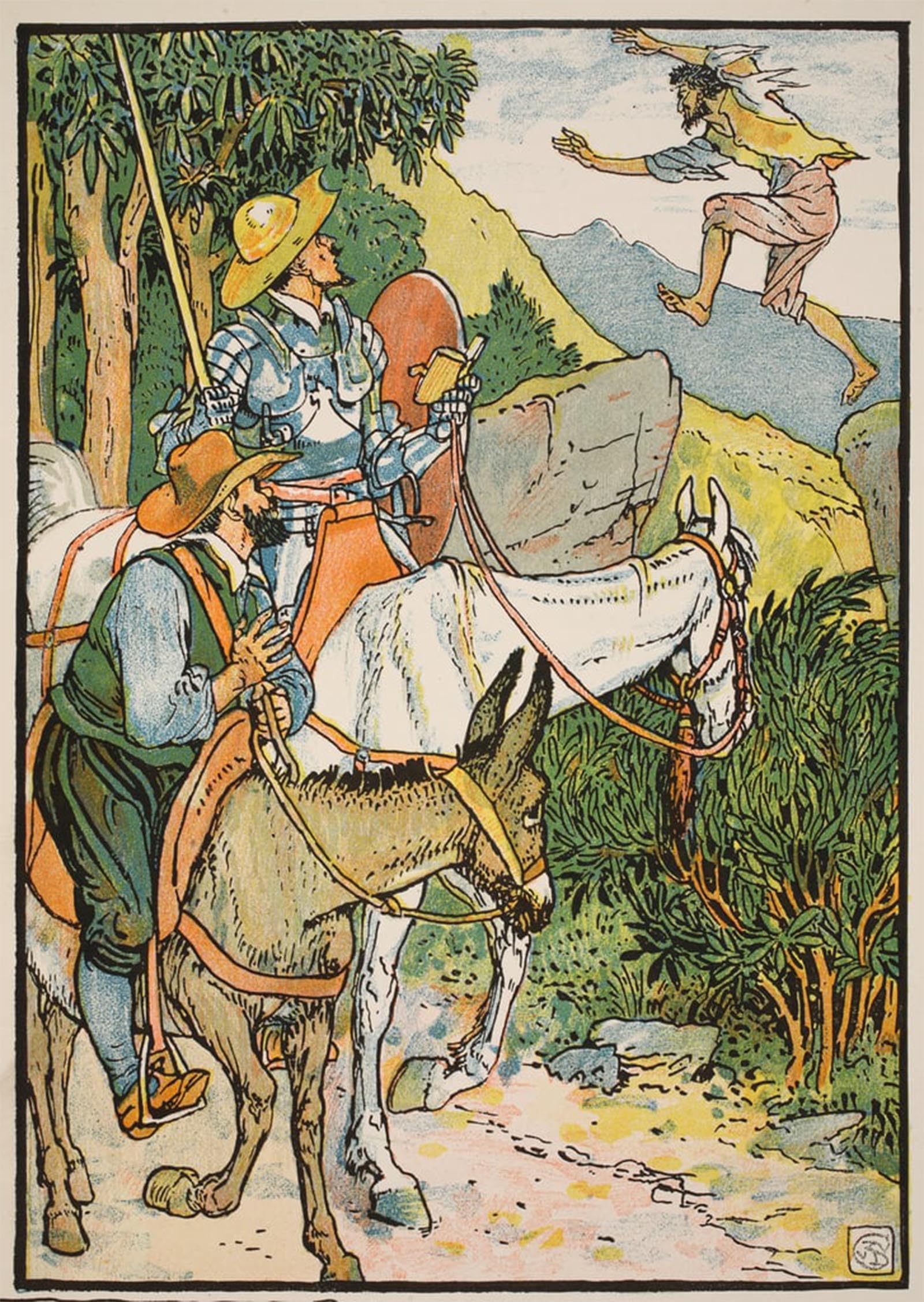 SERENDIPITP Aesthetic Poster Photo Wall Print Retro Picture Don Quixote Meeting Cardenio Illustration by Walter Crane Modern Wall Artwork for Home Decor 60x90cm