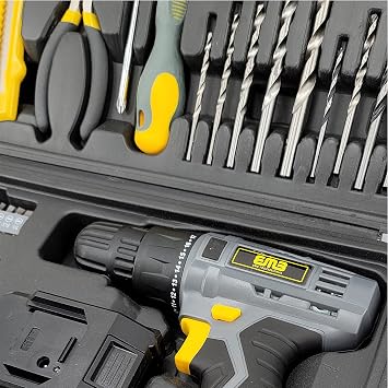 20V Speed 1300 RPM Household Lithium Battery Cordless Drill Driver Power Drill with 77 Pieces and a 1300mA Large Capacity Lithium Ion Battery Stays Powered Up