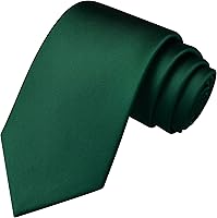 Branduce Men's 3.15" Solid Satin Necktie - Pure Color Microfiber Silk Blend Tie for Business Weddings + Gift Box